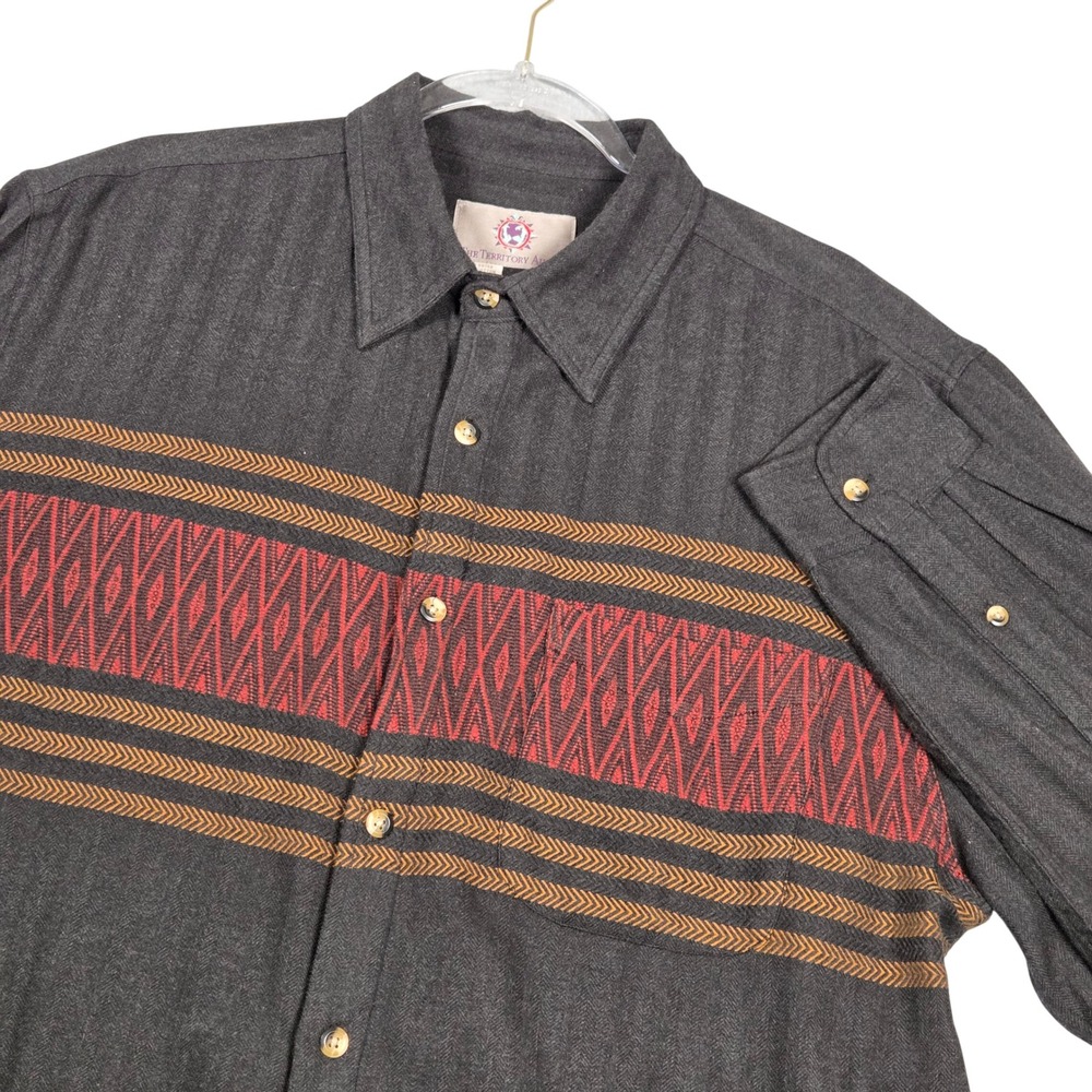 The Territory Ahead Button Down Shirt Men Large Southwest Heritage Stripe Retro